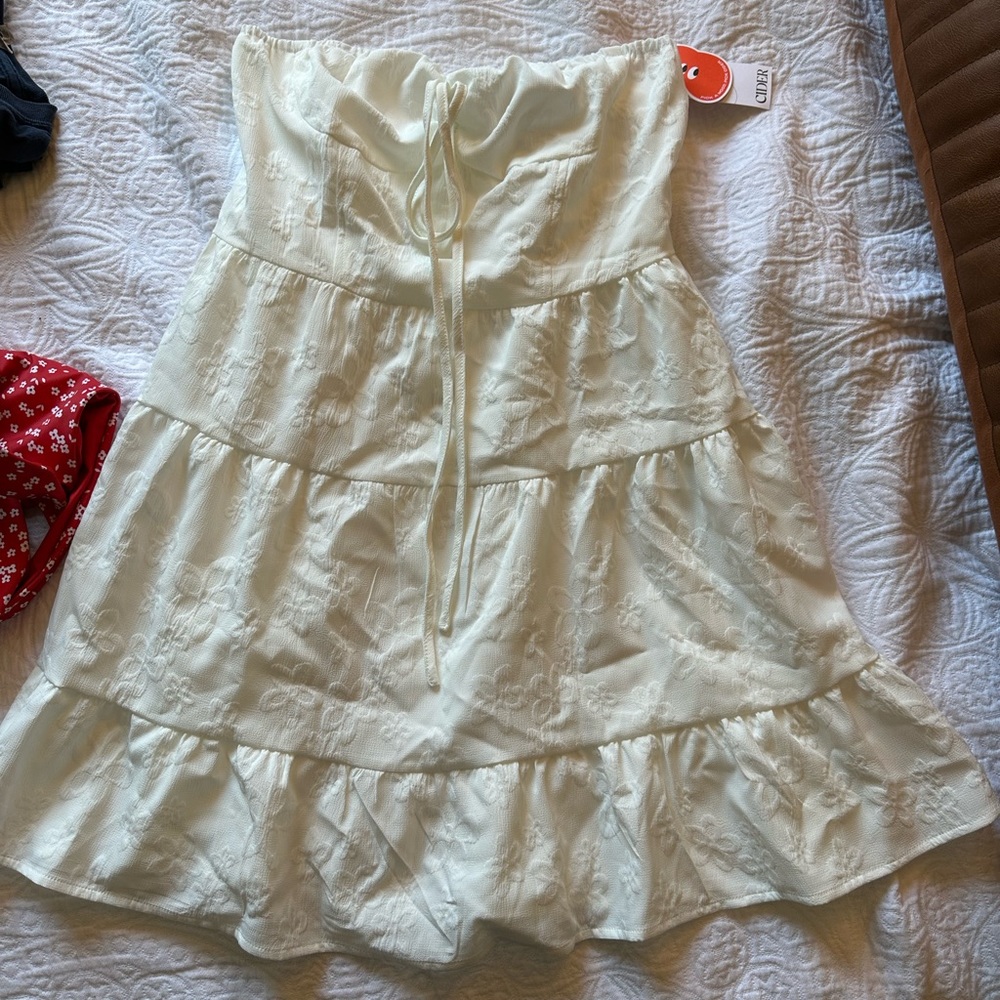 Strapless white sundress